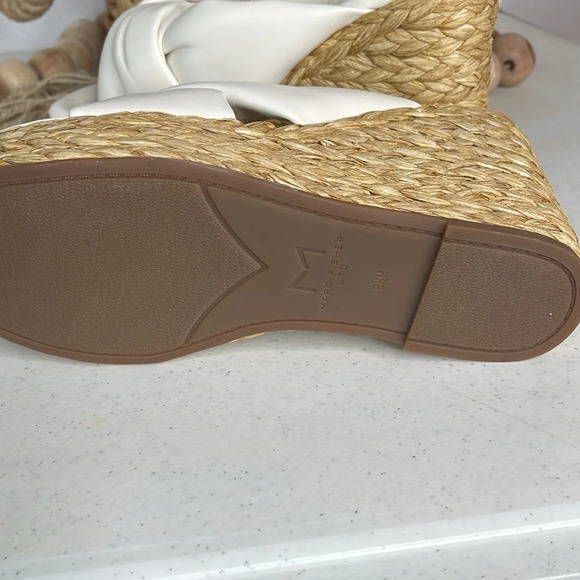 Marc Fisher Navina Espadrille Wedge Sandal Ivory/ Leather Sz 8.5 - Picture 7 of 11